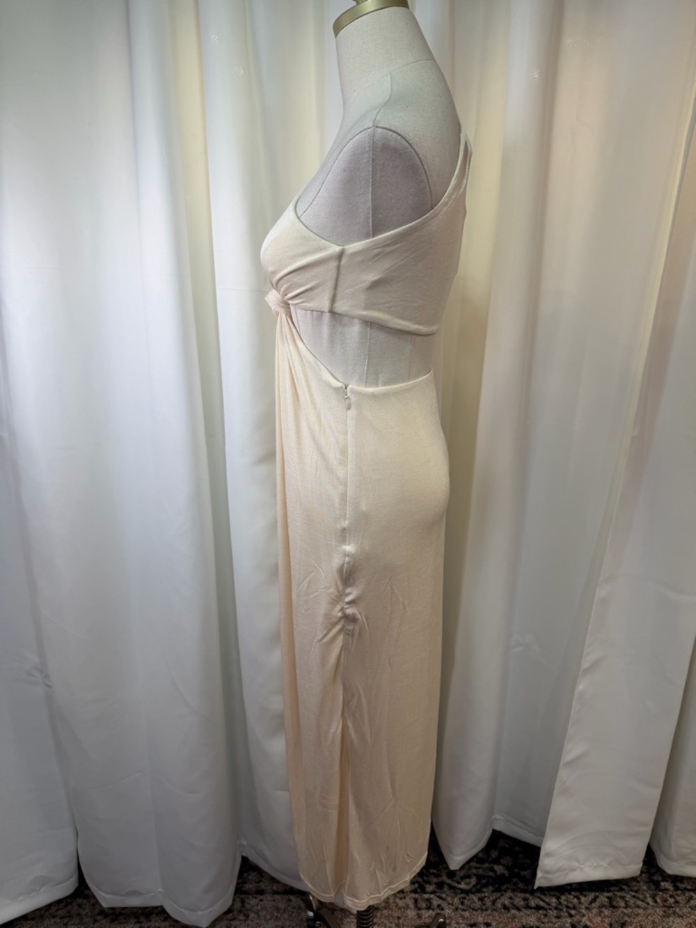 NWT MISHA ‘Arden’ Knotted One-Shoulder Midi Dress in “Pearl” / Cream Size 4 - Picture 10 of 16